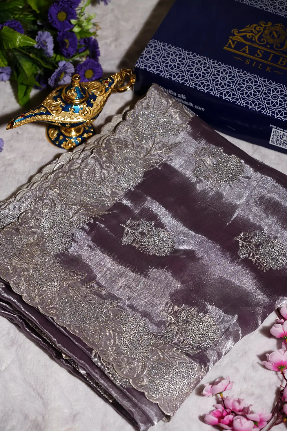 Nude Light Zinc jemi Chu Georgette Sarwaski Stone party Saree